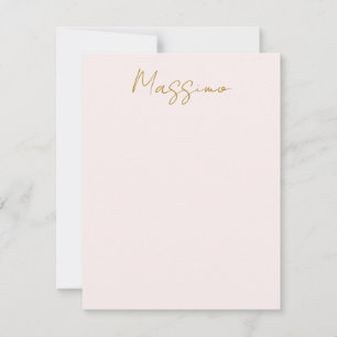 Cartão De Notas Caligrafia Elegante Cor Dourada e Pastel Nome Simp