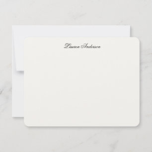 Cartão De Notas Caligrafia Elegante Luxo Marfim Personalizada Plan