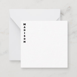 Cartão De Notas Caligrafia Nome Elegante Preto & Branco