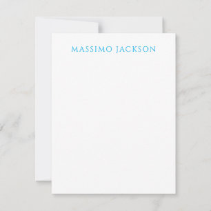 Cartão De Notas Caligrafia Nome Script Simples Branco Azul