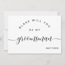 Cartão De Notas Caligrafia, preto e branco, seja meu Padrinho de c