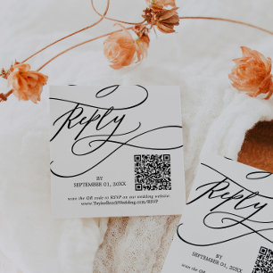Cartão De Notas Caligrafia romântica Flourish Código QR Casamento