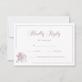 Cartão De Notas Caligrafia Rosa Floral Branco Casamento RSVP