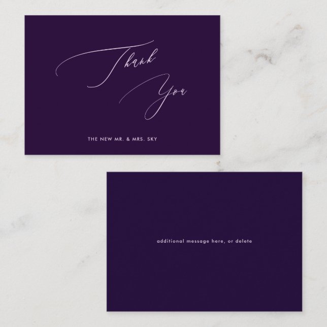 Cartão De Notas Caligrafia Roxa ArtsApp EggPlant Bebida Obrigado (Frente/Verso)