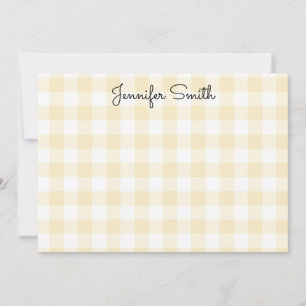 Cartão De Notas Caligrafia Whimsso Pastel Lemon Yellow Gingham