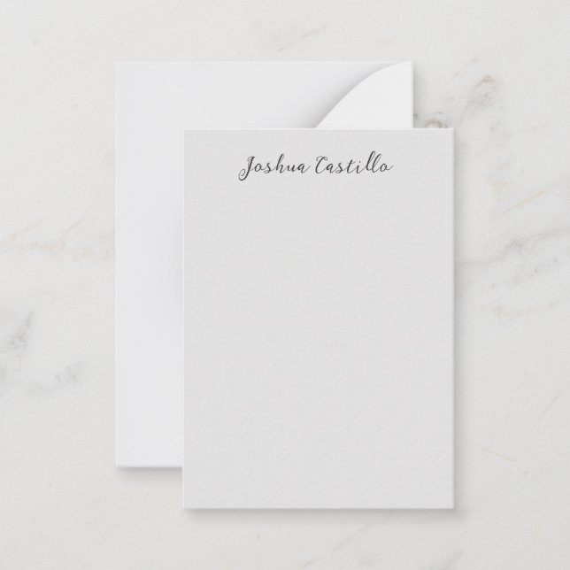 Cartão De Notas Calligraphy Simple Grey Professional Name (Frente)