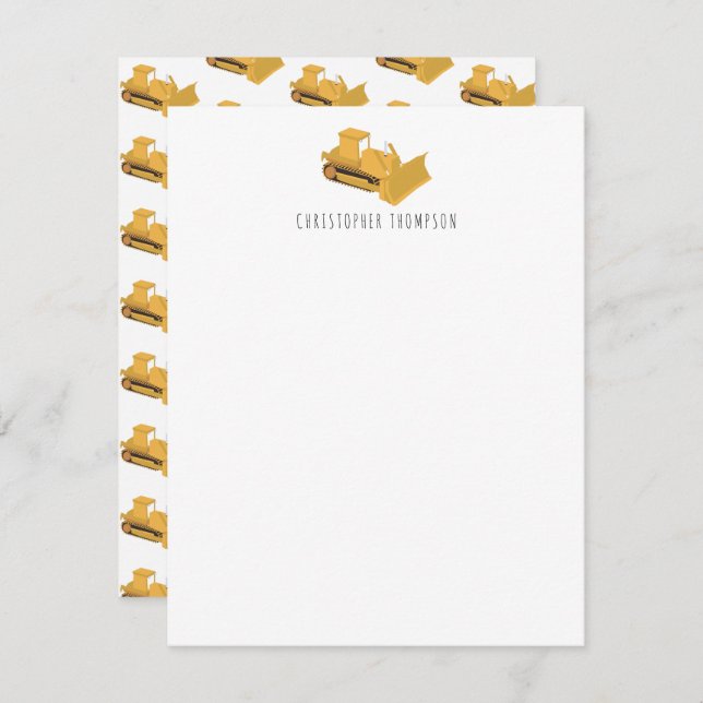 Cartão De Notas Caminhão de Construção Escavadeira Infantil (Frente/Verso)