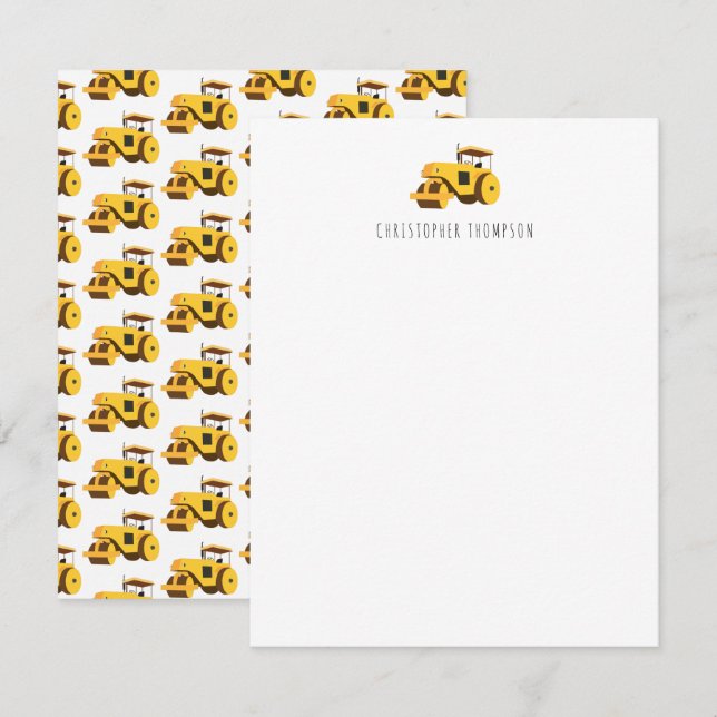 Cartão De Notas Caminhão de Construção Infantil Road Roller Crianç (Frente/Verso)