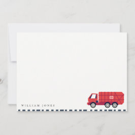 Cartão De Notas Caminhão de lixo vermelho fofo Aniversário de cria