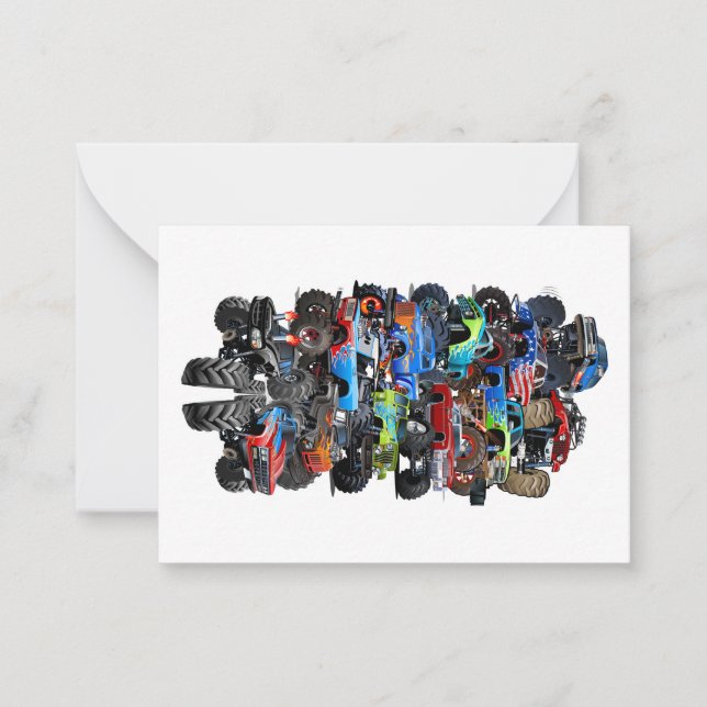 Cartão De Notas Caminhão monstro de cartum (Frente)