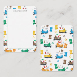 Cartão De Notas Caminhões de lixo coloridos para reciclagem infant