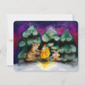 Cartão De Notas Campfire Winter Forest Animals Note Cards