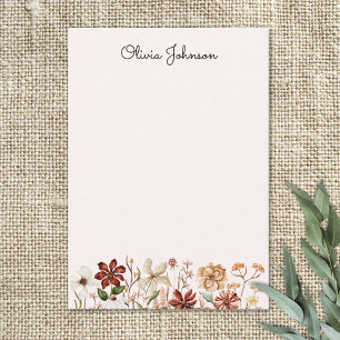 Cartão De Notas Campo de Flores Silvestres Vintage Personalizado e
