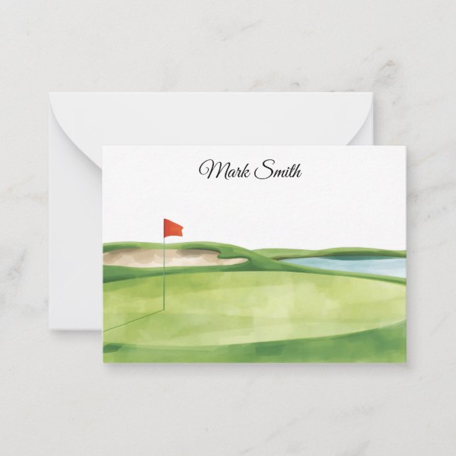 Cartão De Notas Campo de Golfe com seu nome (Frente)