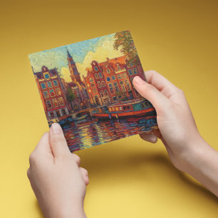 Cartão De Notas Canal Amsterdã guarda estilo van Gogh