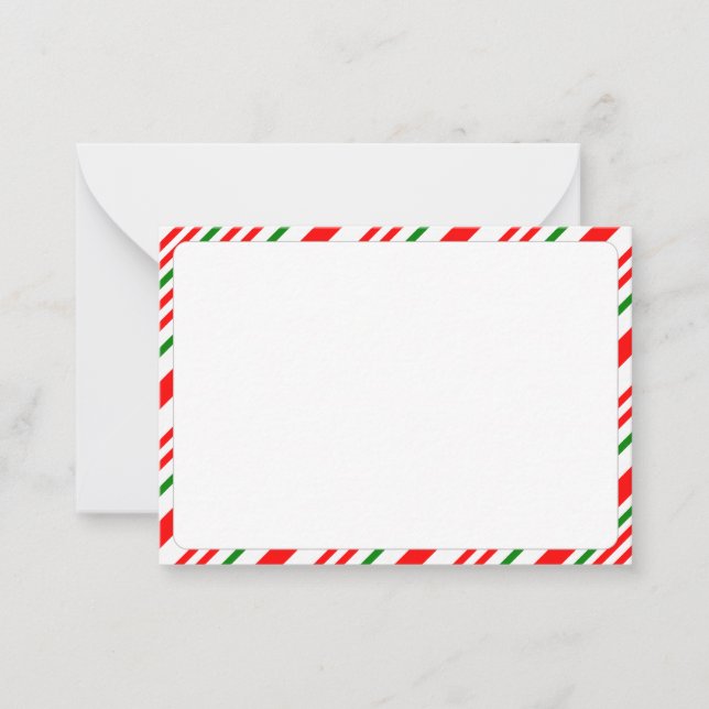 Cartão De Notas Candy Cane Red Green White Christmas Pattern Blank (Frente)