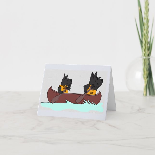 Cartão De Notas Canoar escocesa e amigo (Frente)