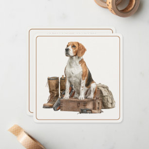 Cartão De Notas Cão de Caça Hound em Estilo Vintage com Aquarela