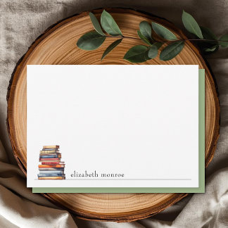 Cartão De Notas Capa de Sage Verde Elegante para Amante de Livros