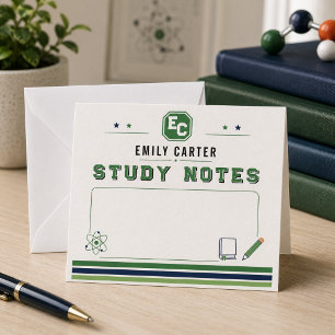 Cartão De Notas Capa Personalizada de Escola de Ciências Verde-Nav