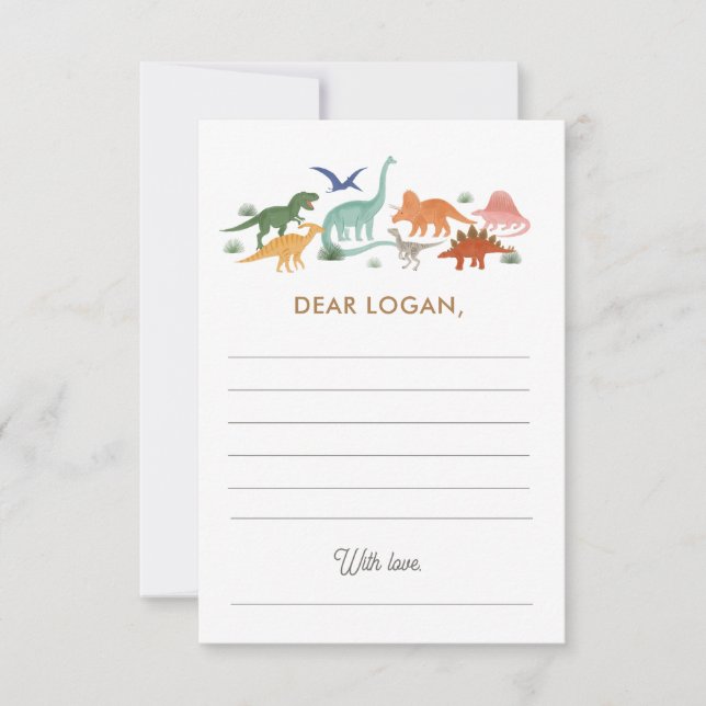 Cartão De Notas Cápsula de Festa de aniversário do Dinossauro (Frente)