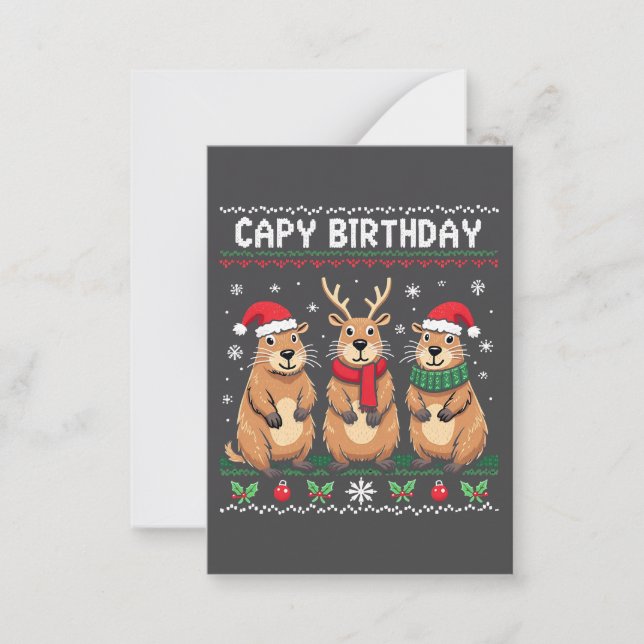 Cartão De Notas Capy Birthday Ugly Christmas Sweater Capybara (Frente)