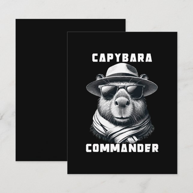 Cartão De Notas Capybara Com Óculos Solares Comandante (Frente/Verso)