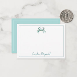 Cartão De Notas Caranguejo Personalizado Aquarela Costeira