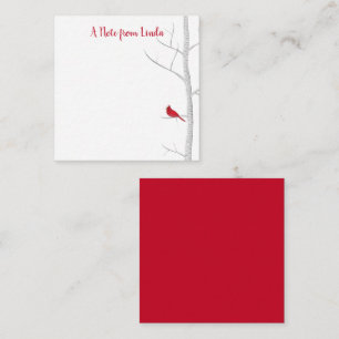 Cartão De Notas Cardinal Vermelho de Inverno Elegante Rústico Natu
