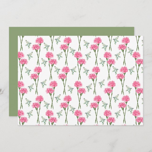Cartão De Notas Carnation Floral Botanical Note Card (Frente/Verso)