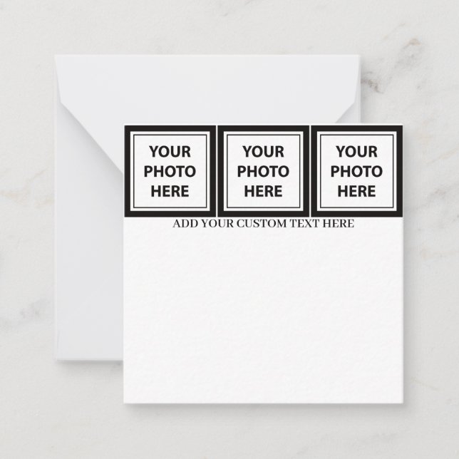 Cartão De Notas Carregar 3 Fotos e Adicionar Texto - Personalizar  (Frente)