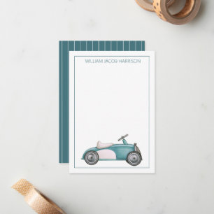 Cartão De Notas Carro de Brinquedo Blue Vintage Personalizado