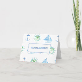Cartão De Notas Carta Azul Personalizada Náutica