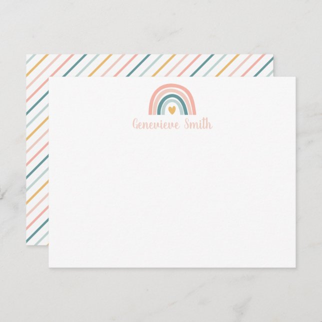 Cartão De Notas Carta Boho Rainbow (Frente/Verso)