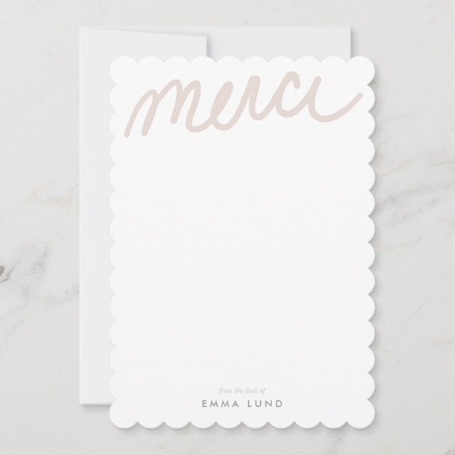 Cartão De Notas Carta Lilac "Merci" (Frente)