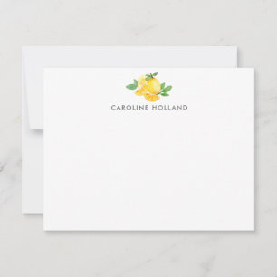 Cartão De Notas Carta Personalizada de Fruta de Limão de Aquarela