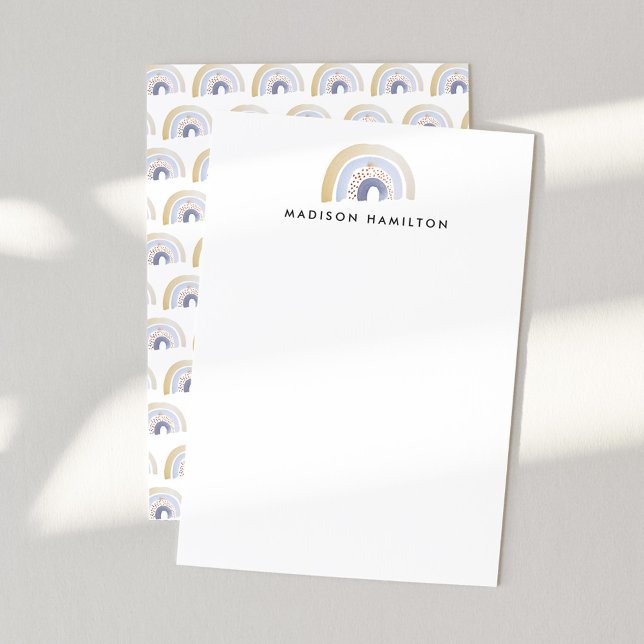 Cartão De Notas Carta Personalizada do Arco-Íris Azul (Criador carregado)