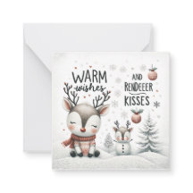 Cartaz de saudação de beijos de renas e desejos ca