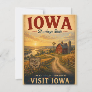 Cartão De Notas Cartaz de Viagem Paisagem Rural Iowa Vintage