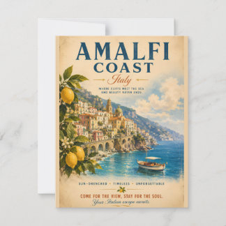 Cartão De Notas Cartaz de Viagem Vintage Amalfi Coast Itália com S
