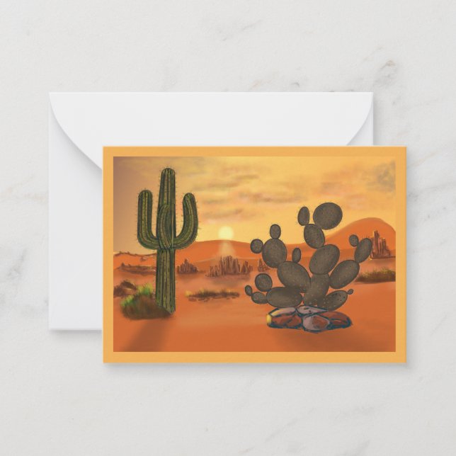 Cartão De Notas Carte décor désert et cactus. (Frente)