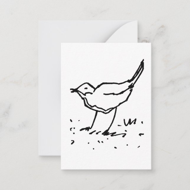 Cartão De Notas Cartoon Bird Pen Art Drawing (Frente)