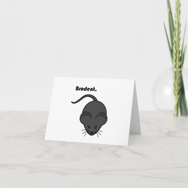 Cartão De Notas Cartoon Brodent Bro, Rato de Cinza Engraçado ou Ar (Frente)
