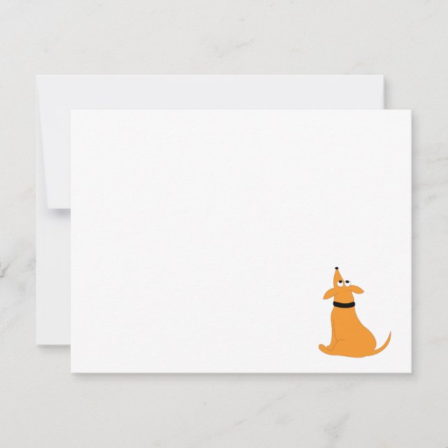 Cartão De Notas Cartoon laranja cão Porco branco (Frente)