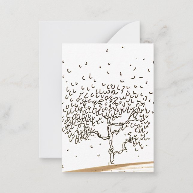 Cartão De Notas Cartoon Tree Falling Leaves Drawing (Frente)