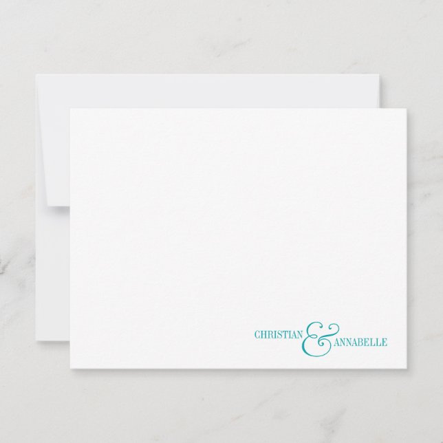 Cartão De Notas Casais de Papel Personalizado Scallop Verde Teal (Frente)