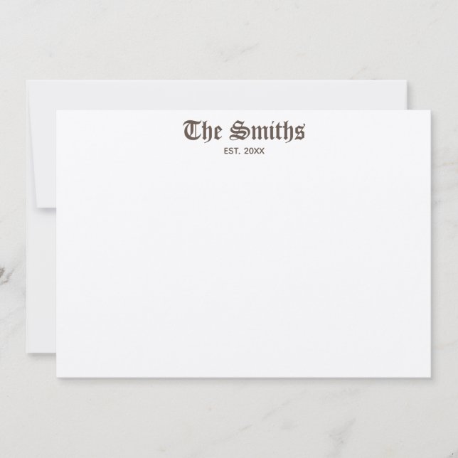 Cartão De Notas Casais Personalizados Clássicos Castanhos (Frente)