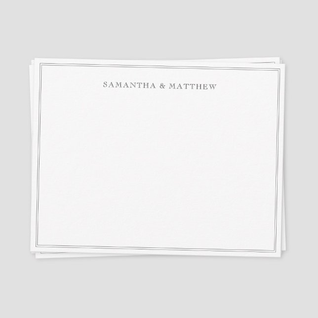 Cartão De Notas Casal com Borda Dupla Preta (Classic vintage double border couple note card)