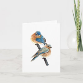 Cartão De Notas Casal de Azulinho Pintura Feliz Aniversário