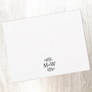 Cartão De Notas Casal de Casamento Monograma Botânico Elegante